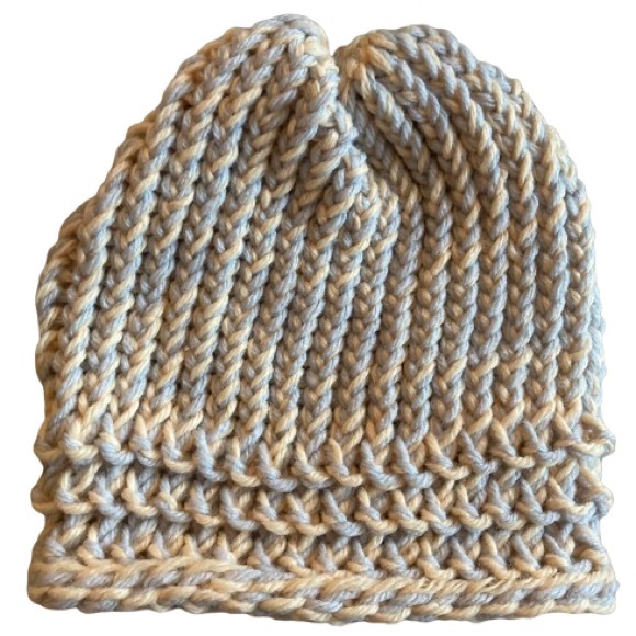 Heather Clark Accessories - Handmade cozy cream knit beanie hat for adults